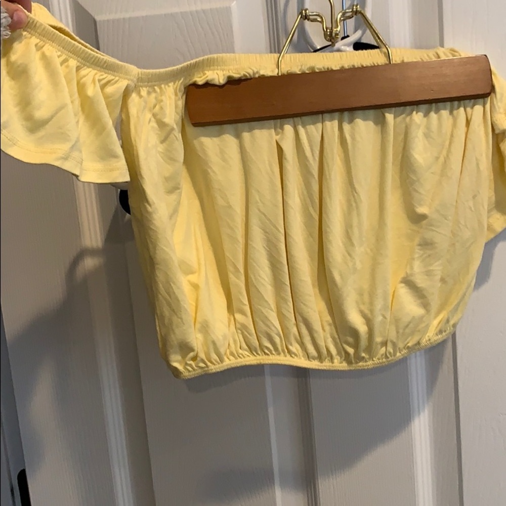 off the shoulder yellow top